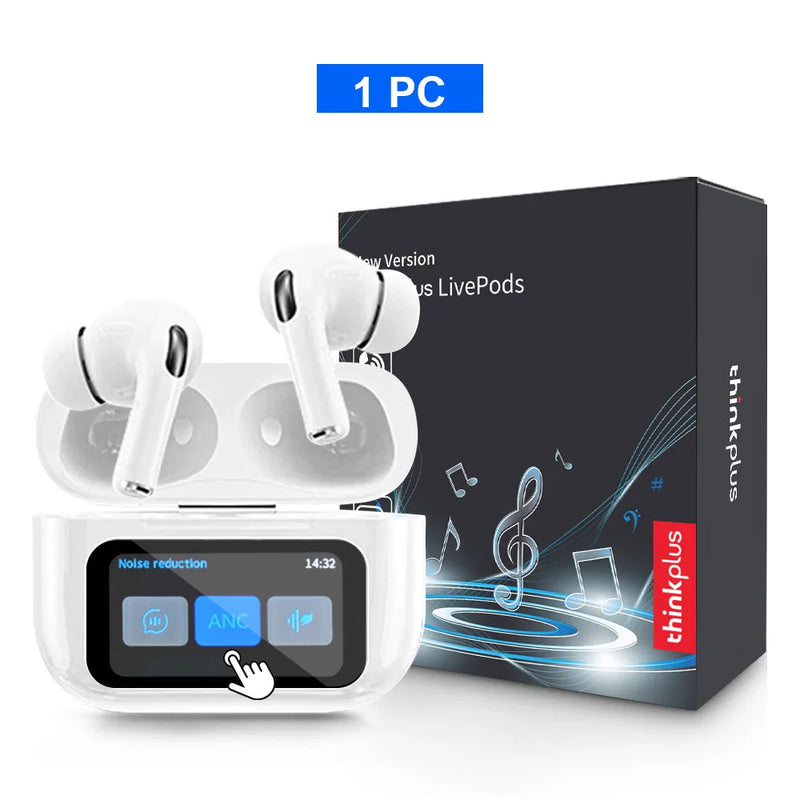 Original thinkplus sem fio bluetooth fones de ouvido anc redução ruído hd microfone chamada gamer led controle tela toque