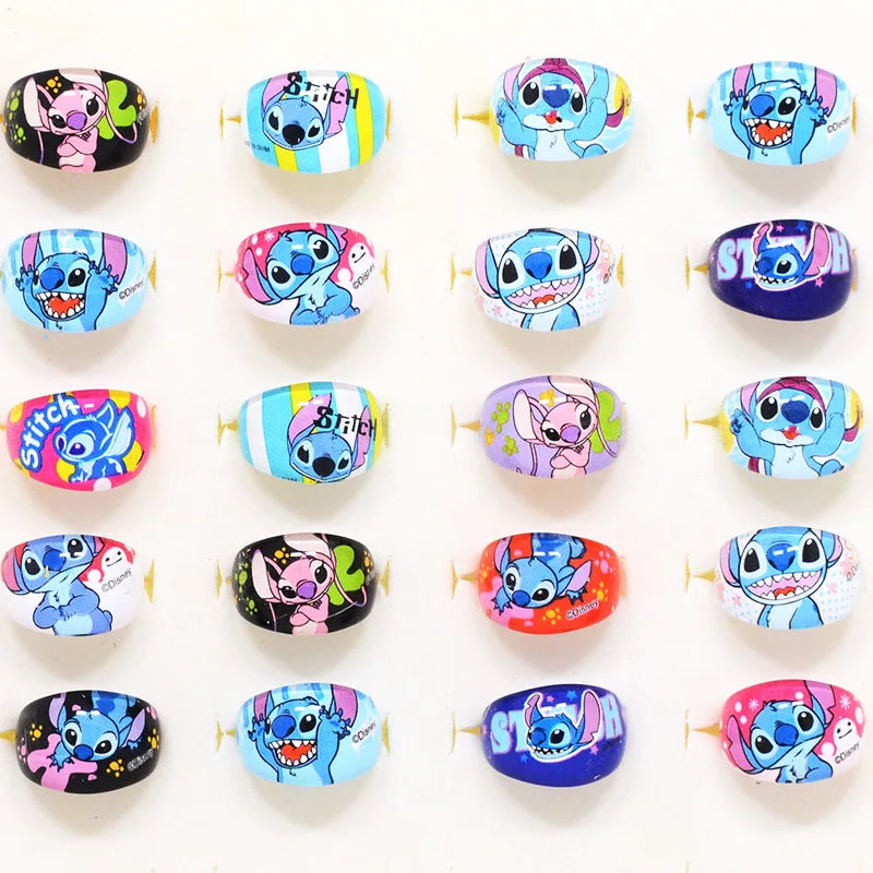 10/20 Disney Anime Stitch Ring set Kawaii Lilo Stitch Children Acrylic Ring Cartoon Accessories Toy Kids Xmas Gifts