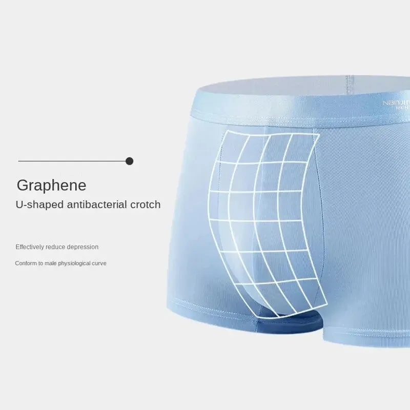 4pcs Boxers Men Underwear Ice Silk Boxer Graphene Man Underpants Breathable Men's Panties Ultrathin Male BoxerShorts Trunk