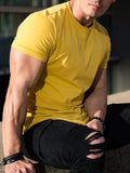 Muscle Fitness T-shirt Summer Men's Athleisure Workout short sleeve T-shirt High Quality cotton Men T-shirt Gym Sport Shirt Tops