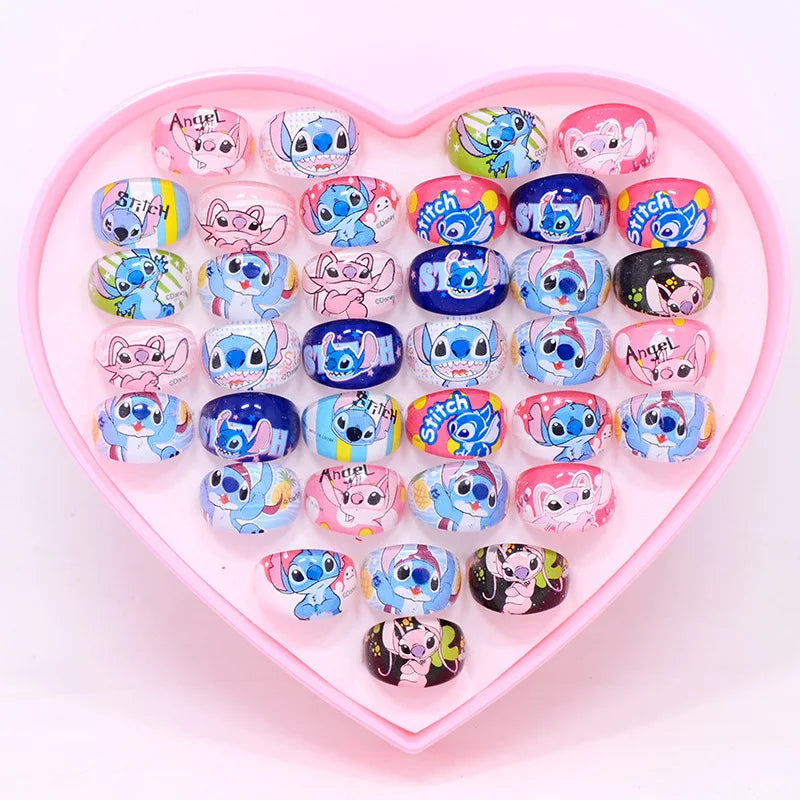 10/20 Disney Anime Stitch Ring set Kawaii Lilo Stitch Children Acrylic Ring Cartoon Accessories Toy Kids Xmas Gifts