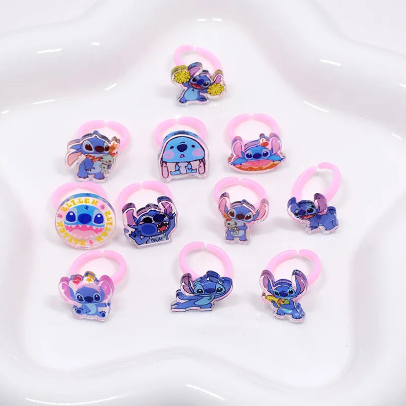 10/20 Disney Anime Stitch Ring set Kawaii Lilo Stitch Children Acrylic Ring Cartoon Accessories Toy Kids Xmas Gifts