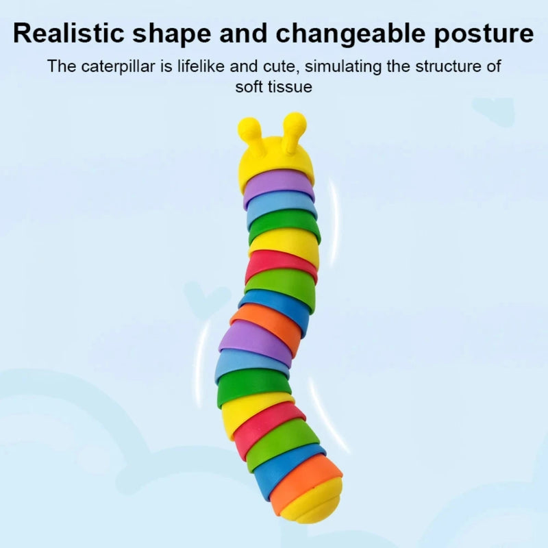 Funny Fidget Slugs Articulated Sensory Slug Toy Realistic Worm Caterpillar Fidget Toys for Kids Adults ADHD Autism Stress Relief