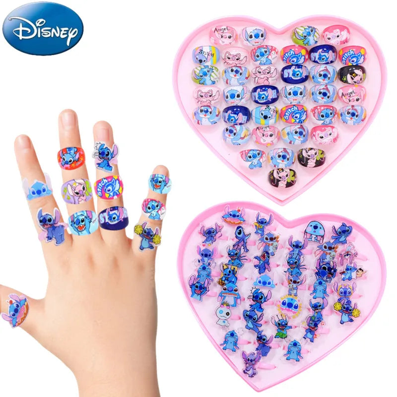 10/20 Disney Anime Stitch Ring set Kawaii Lilo Stitch Children Acrylic Ring Cartoon Accessories Toy Kids Xmas Gifts