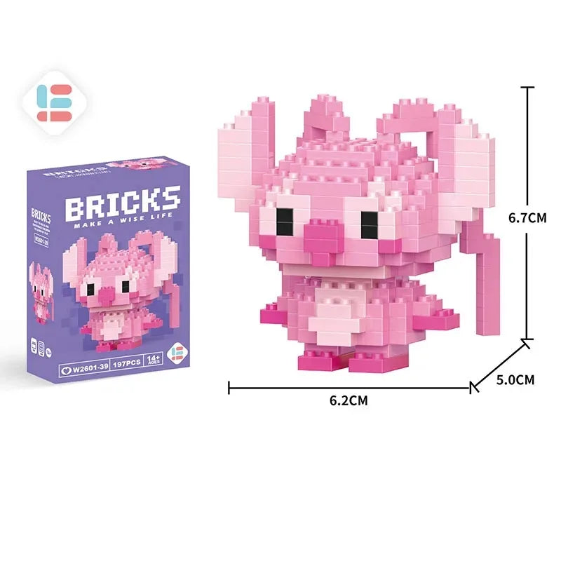 NEW Mini Super Mario Bros Lega Disney Stitch Building Blocks Cartoon Anime Pokemon Pikachu Assembled Bricks Toy For Kids Gift