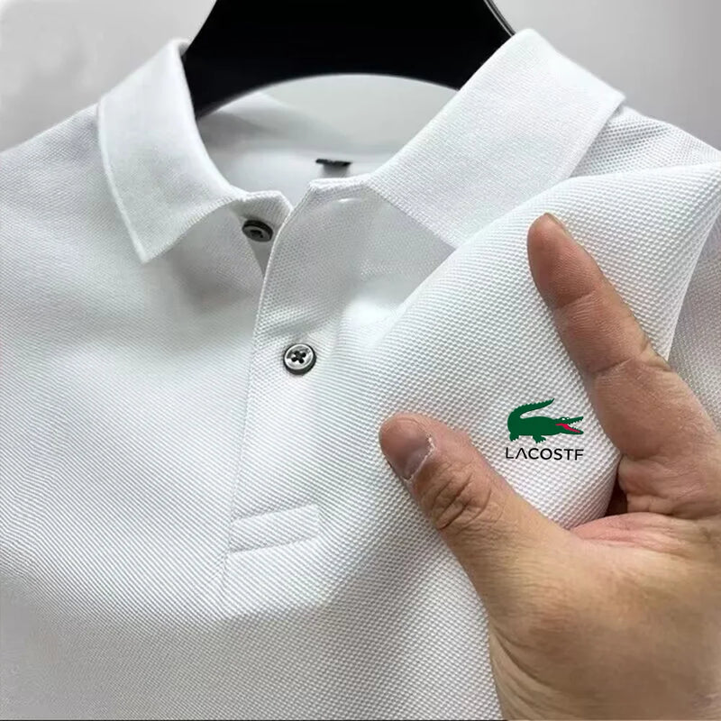 2025 verão masculino confortável camisa polo moda de rua, respirável, casual, high end luxo negócios moda camiseta