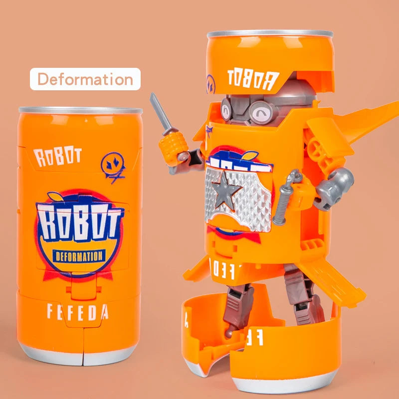 Deformed Soda Robot Action Figures Cartoon Mecha Beverage Deformation Can Warrior Model Educational Toys For Children Boys Gift