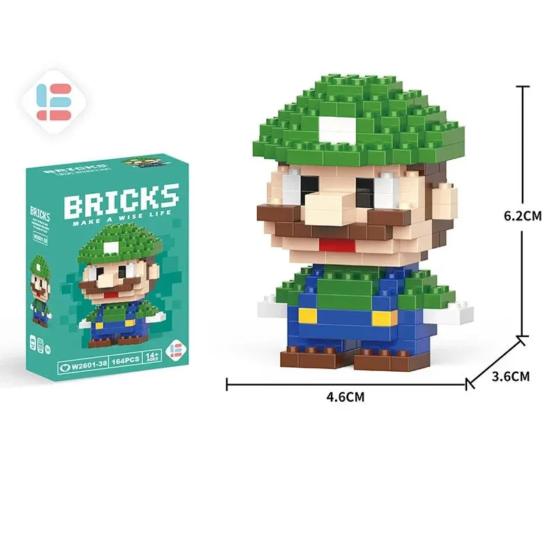 NEW Mini Super Mario Bros Lega Disney Stitch Building Blocks Cartoon Anime Pokemon Pikachu Assembled Bricks Toy For Kids Gift