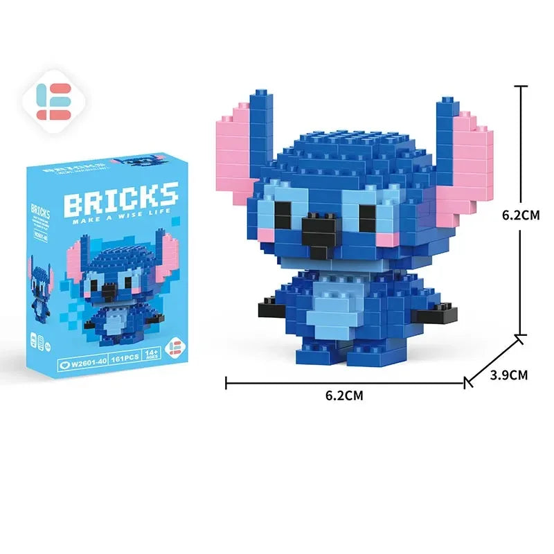 NEW Mini Super Mario Bros Lega Disney Stitch Building Blocks Cartoon Anime Pokemon Pikachu Assembled Bricks Toy For Kids Gift