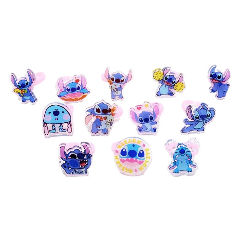 10/20 Disney Anime Stitch Ring set Kawaii Lilo Stitch Children Acrylic Ring Cartoon Accessories Toy Kids Xmas Gifts