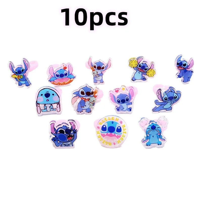 10/20 Disney Anime Stitch Ring set Kawaii Lilo Stitch Children Acrylic Ring Cartoon Accessories Toy Kids Xmas Gifts