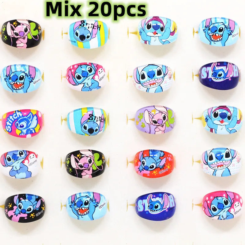 10/20 Disney Anime Stitch Ring set Kawaii Lilo Stitch Children Acrylic Ring Cartoon Accessories Toy Kids Xmas Gifts