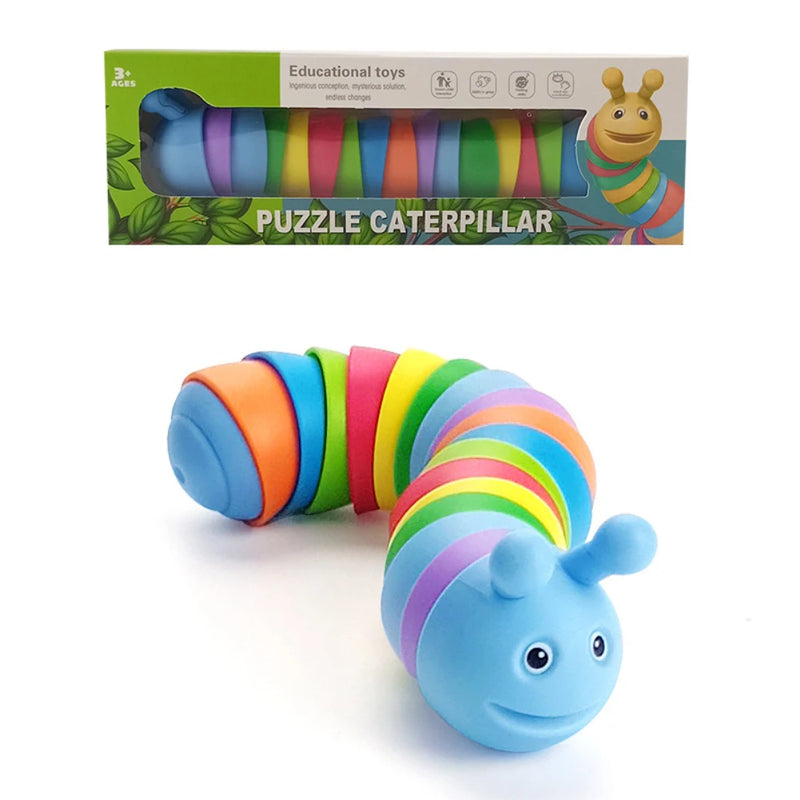 Funny Fidget Slugs Articulated Sensory Slug Toy Realistic Worm Caterpillar Fidget Toys for Kids Adults ADHD Autism Stress Relief