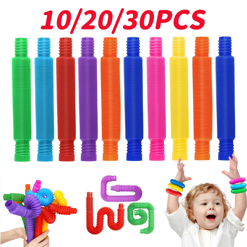 10-30 pçs tubos telescópicos coloridos brinquedos fidget plástico sensorial pop tubos alívio do estresse brinquedos adultos descompressão crianças brinquedos presentes