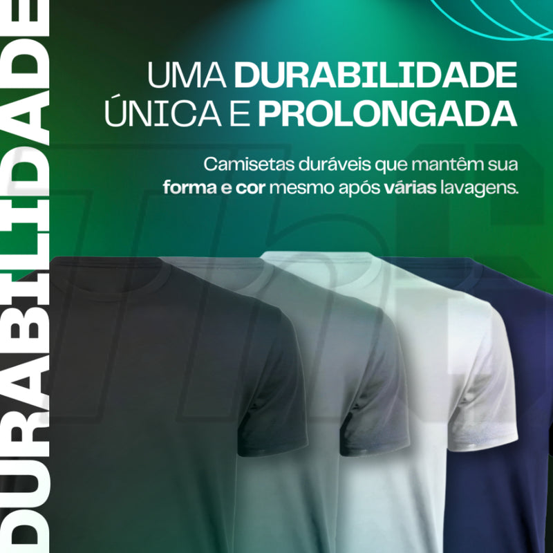 Kit 4 Camisetas Masculinas Básicas Conforto Lisas Poliéster Premium