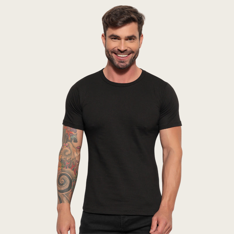 Kit 5 Camisetas Básicas Masculina 100% Algodão Reforço Ombro a Ombro Modelagem Moderna Casual Lisa Fabricação Própria no Brasil