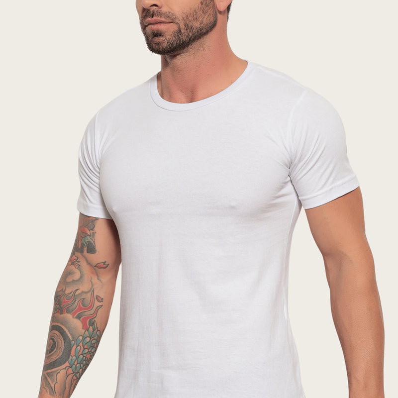 Kit 5 Camisetas Básicas Masculina 100% Algodão Reforço Ombro a Ombro Modelagem Moderna Casual Lisa Fabricação Própria no Brasil