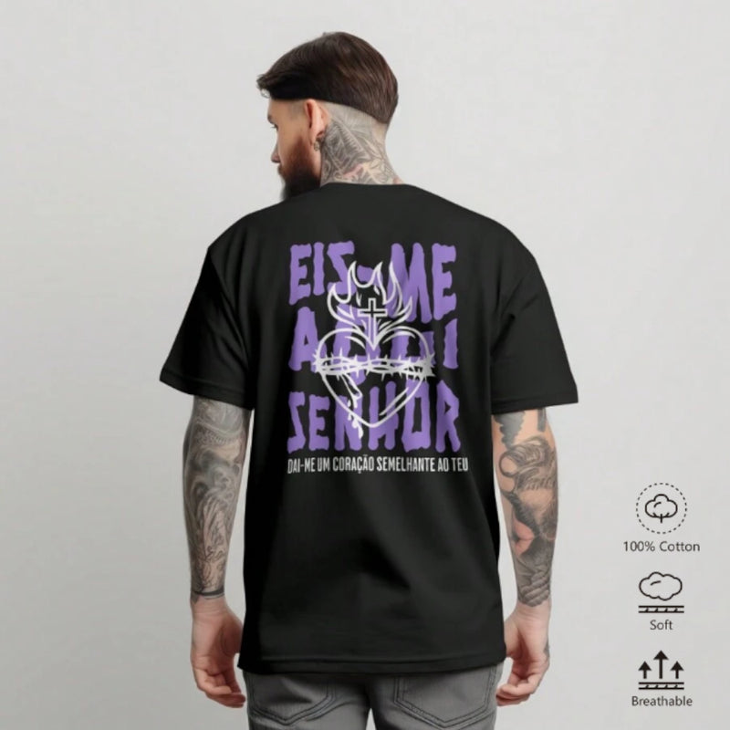 Camiseta Religiosa Jesus Eis Me Aqui Senhor Camisa Streetwear  ENVIO IMEDIATO Unissex Qualidade Algodão