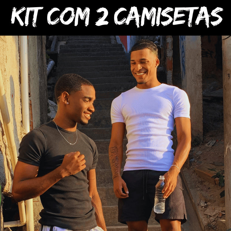 kit 2 camisetas canelada