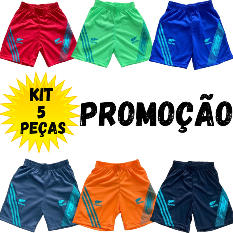 Kit 5 Bermudas Sport Infantil Masculino