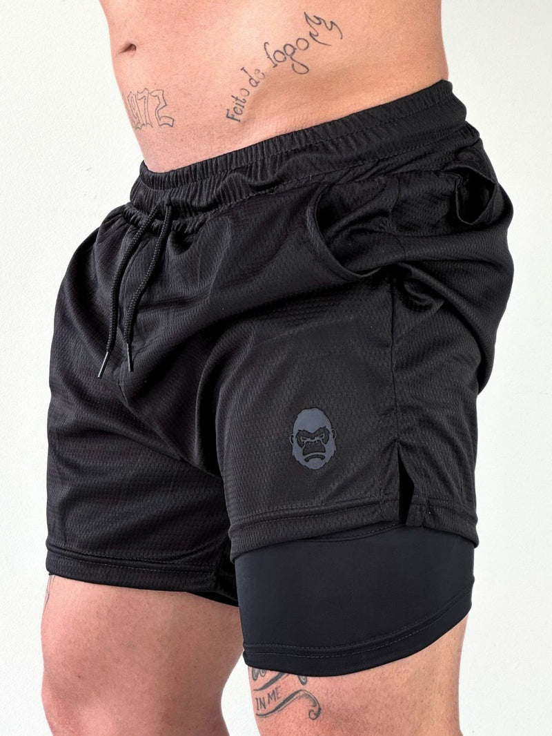 Kit 2 Bermudas 2 em 1 Masculina para Exercícios Físicos