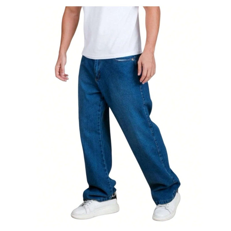 KIT 2 Calça Jeans Masculina Balão Bag Baggy Larga Estilo Skatista Clara Escura Preto Grossa Premium