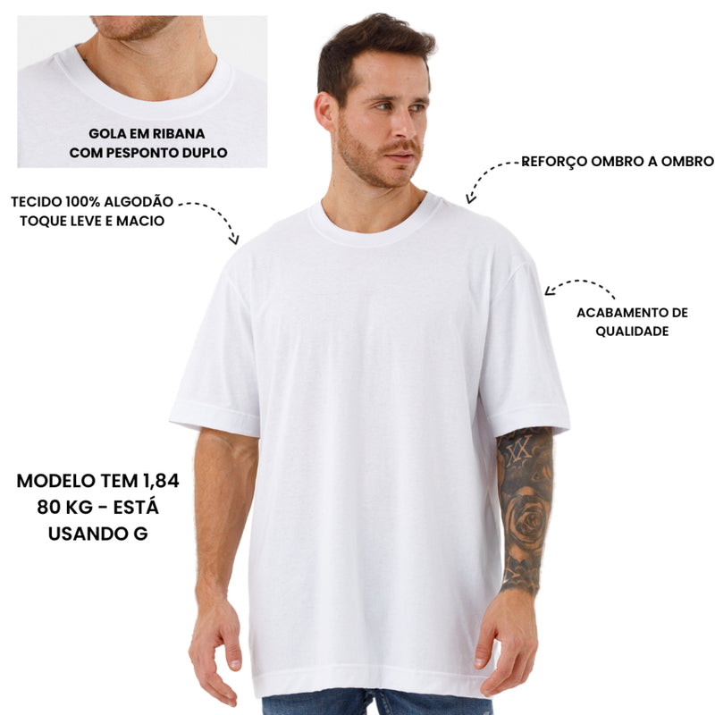 Kit 4 Camiseta Oversized Masculina Larga Algodão