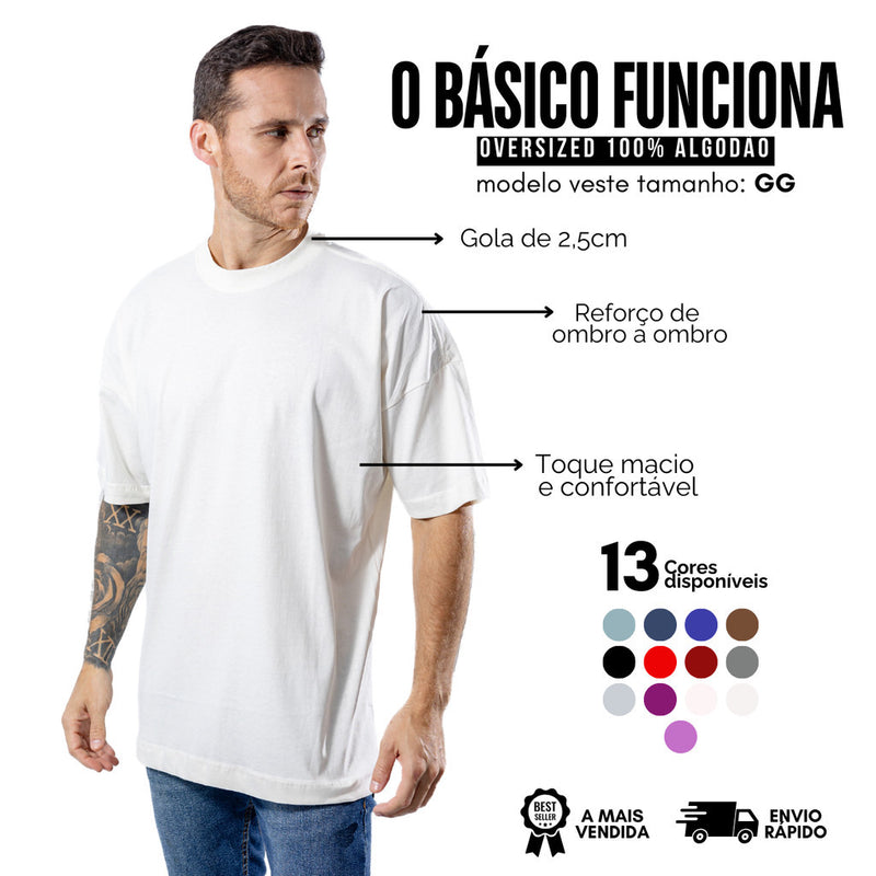 Camiseta Oversized Basica Streetwear Masculina