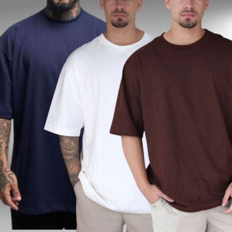 Kit 3 Camiseta Lisa Oversized Masculina Streetwear