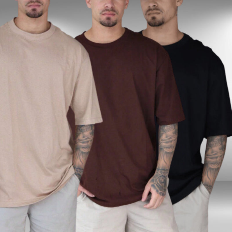 Kit 3 Camiseta Lisa Oversized Masculina Streetwear